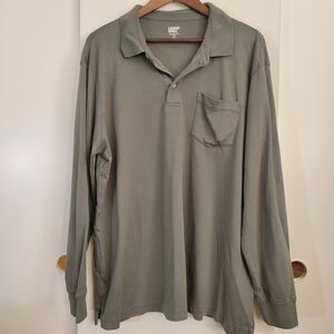 Lands' End Men's Olive Polo Long Sleeve Shirt